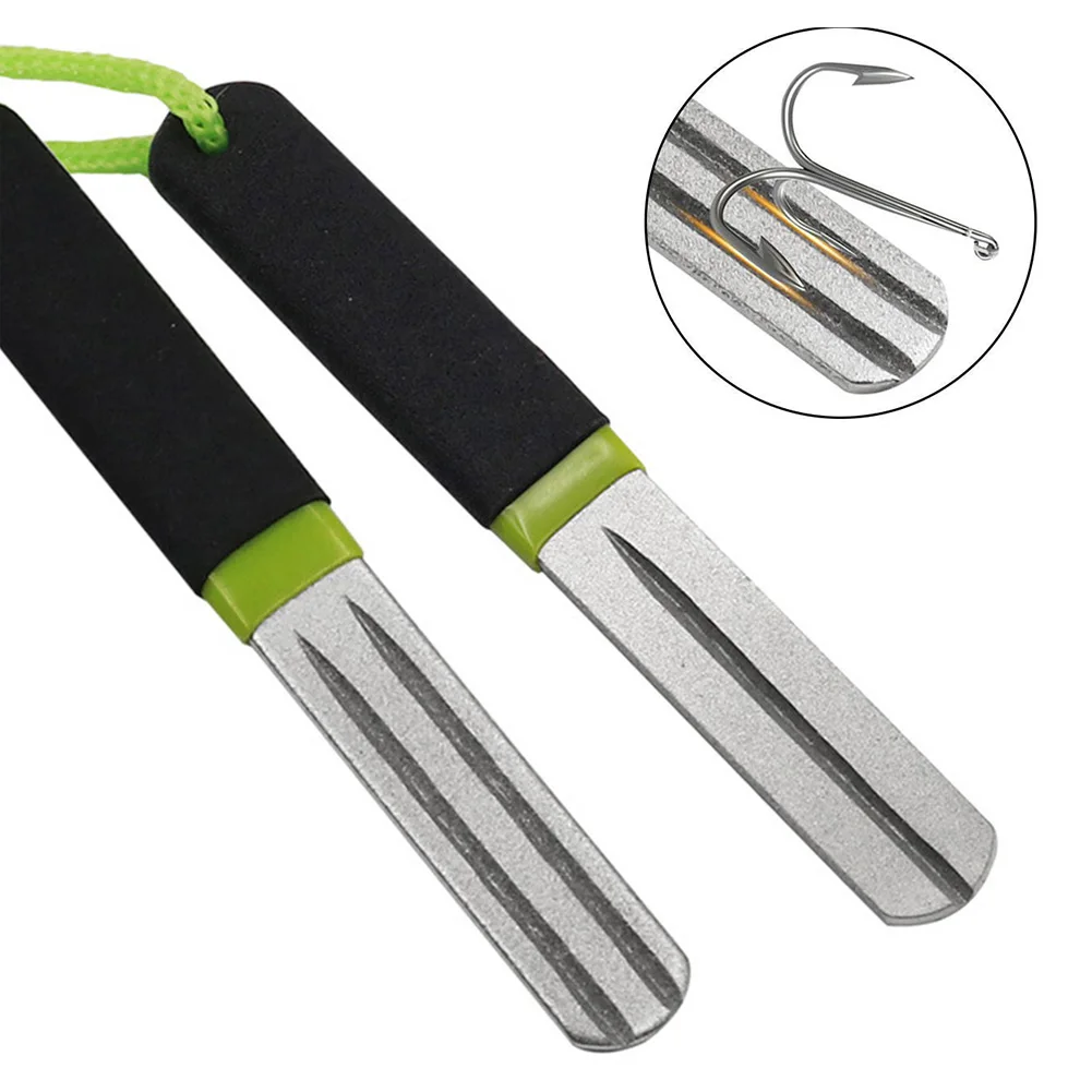Fishing Hook Sharpener - ตะไบเบ็ดตกปลาแบบสองด้าน ตะไบเพชร หินลับมีด ที่ลอกสายเบ็ด อุปกรณ์ตกปลาพกพาสำหรับกิจกรรมกลางแจ้ง
