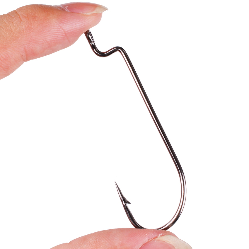 Fishing Hook Barbless - 100 ชิ้น/ล็อตตะขอตกปลาเหล็กคาร์บอนสูงแคบ Crank Hook 1 #