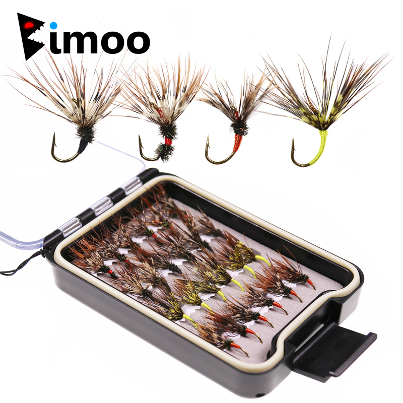 Fishing Hook Size - Bimoo 24 ชิ้น/กล่อง Tenkara Flies ในกล่องกันน้ำขนาด