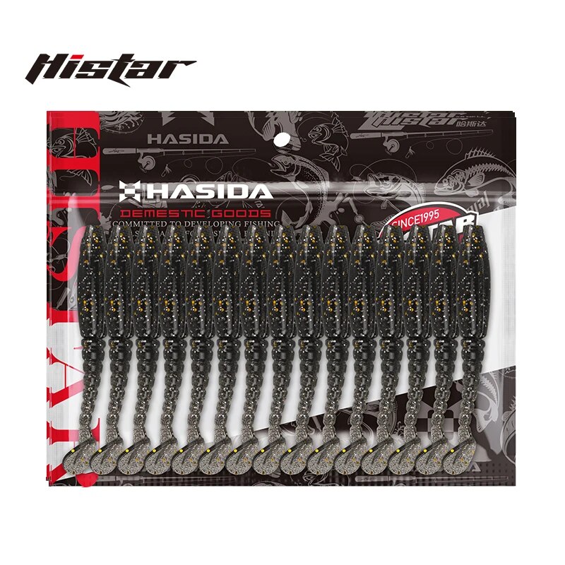 Fishing Hook Assortment - Histar 1กระเป๋ามีความยืดหยุ่นสูงดีไซน์แวววาวแบบยาวหางตัวหนอนพลาสติกนิ่มเหยื่อล่อปลาเทียมซิลิกอนนิ่ม