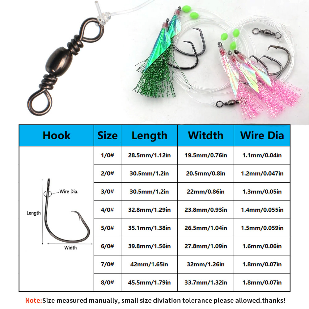 ชุดตกปลาทะเล Bimoo 10 ชุด พร้อ - Fishing Hook Size บทวิจารณ์และราคา